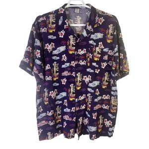 Vintage 90s O’Rageous Hawaiian Woodys Cars Motel *Faded* Button up Tag Size XXL